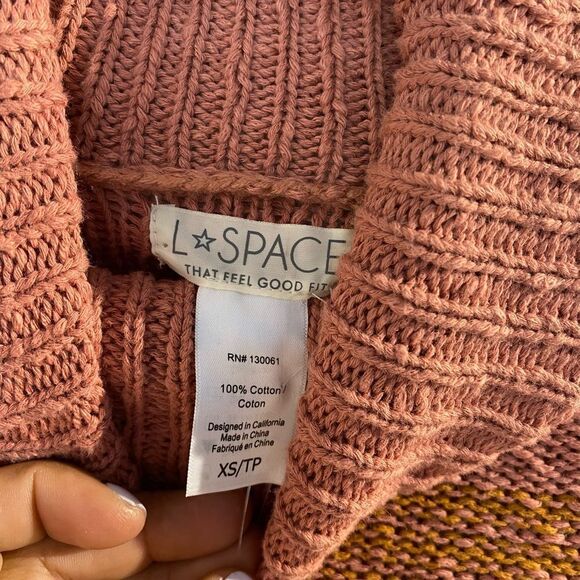 L*Space Jetsetter Serape Stripe Chunky Knit Turtleneck Sweater Dress Sz S - Picture 2 of 7